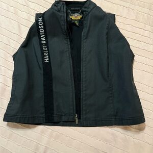 Harley-Davidson Women’s XL Dark Grey Vest with back Rose Detail